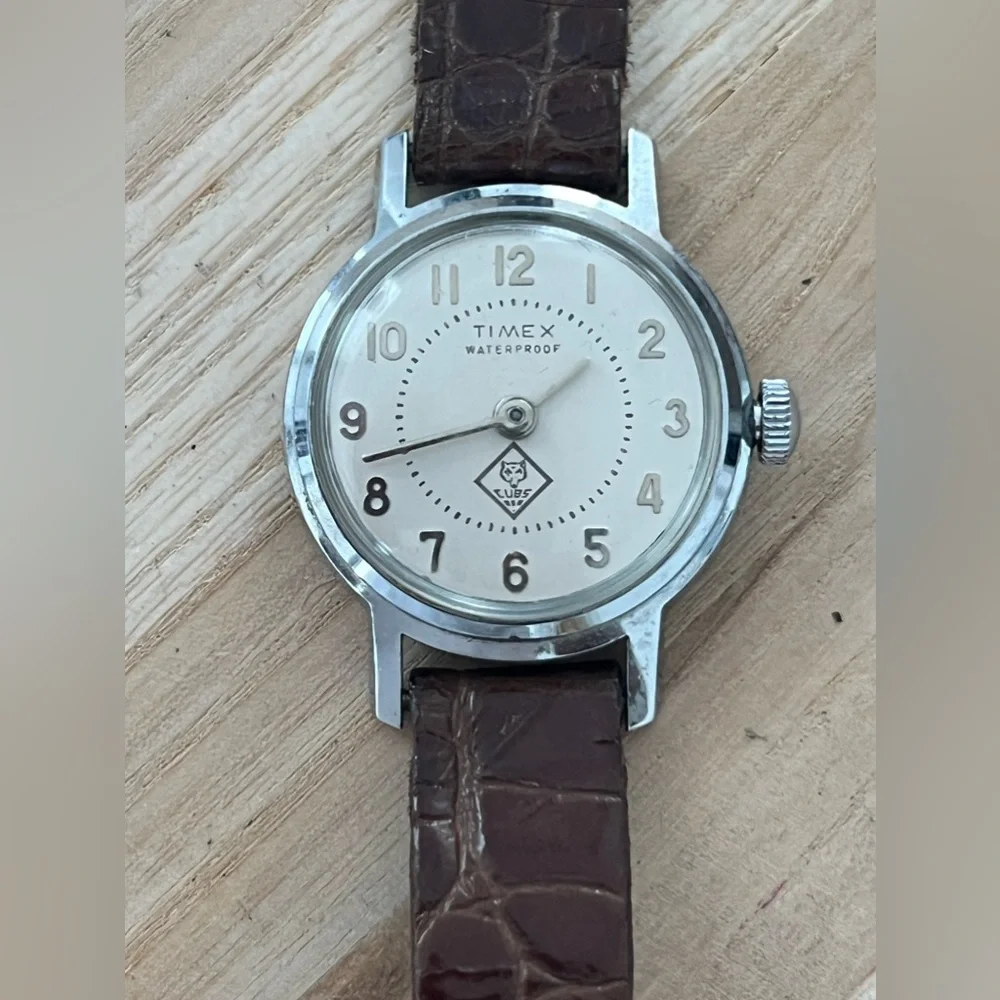 Timex BSA Cub Scouts Vintage Mechanical Winding Watch Genuine Leather Strap